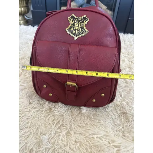 Harry Potter Hogwarts Crest Burgundy Faux Leather Mini Backpack Bag Red
