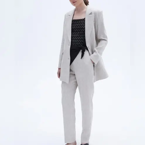 H&M Women's Beige Tweed Blazer & Pants Suit Set Size 2 Workwear Gray