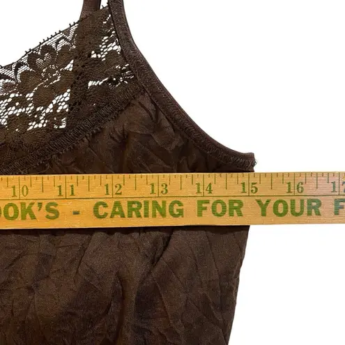 Y2k lace Trim Babydoll camisole tank top Women’s Large Brown