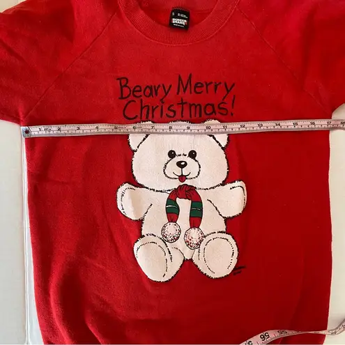 Vintage 1987 Screen Stars Berry Merry Christmas red holiday sweatshirt Sz Small
