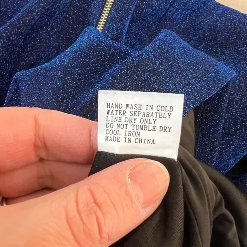 Abyss By Abby Jalia long sleeve blue shiny bodycon mini dress size xs