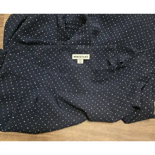 Whistles Wide Leg Crop Pants Polka Dot Tie Waist Blue Size 6