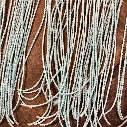 Melissa Paige Crochet Lace Maxi Sea Foam Teal Fringe on Bottom Medium