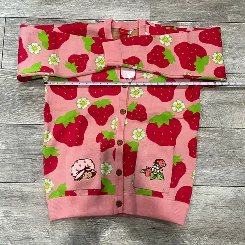 Strawberry Shortcake Allover Strawberry Print Women's Cardigan (Medium)