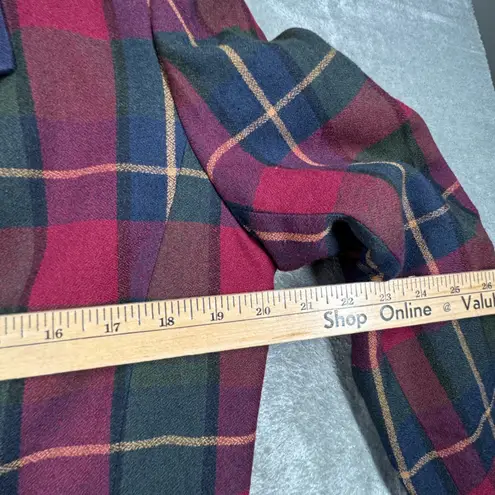 HBS Ltd Blazer 14 Red Green Plaid Double Breasted Gold Button Academia Vintage