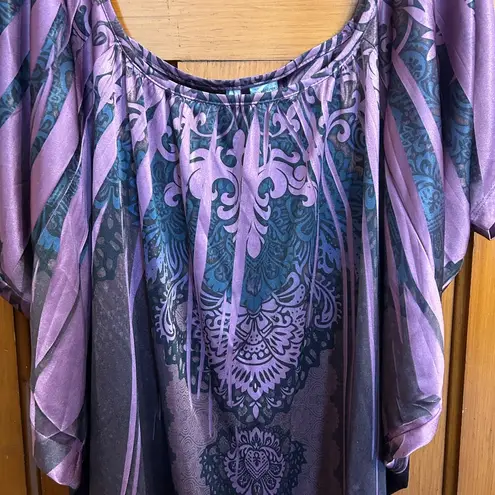 Sami & Jo Unique Vibrant Purple  Scoop Neck Blouse with Batwings, Vintage-ish