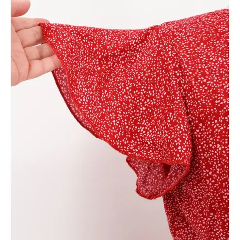 Zesica True Wrap Dress Red Ditzy Floral Cottage Core Romantic Picnic Size S