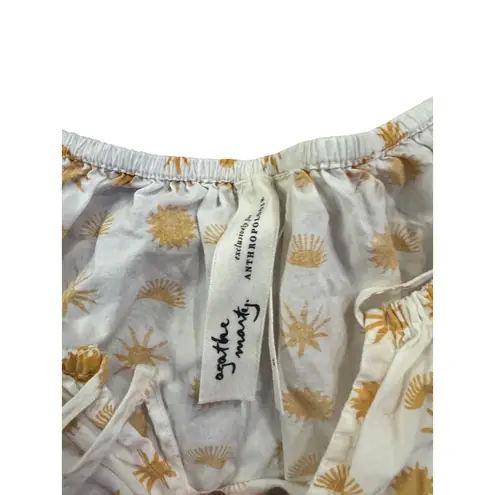 Anthropologie Agathe Mary Sunburst Matching XL Tank Shorts Boho Coastal Lounge White