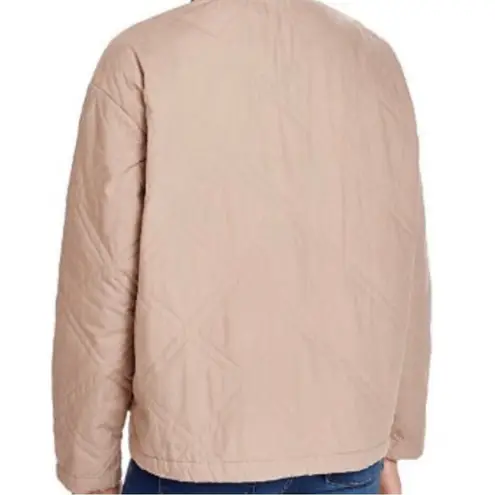Free People  Linear Quilted Bomber Jacket Size Small In Blush - Image 3