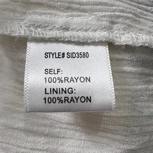 Dee Elle Dee Elly Embroidered Tank Top Sleeveless Bohemian Casual White Blue Size L