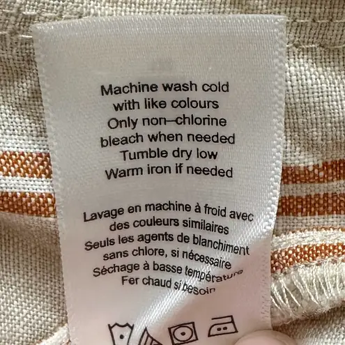 Coldwater Creek 100% Linen Striped Pull On Pants, Sz Medium