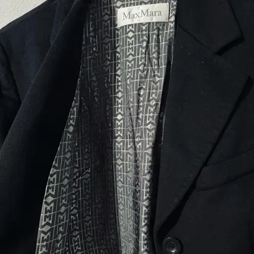 Max Mara Black Single Breasted Lapel Collar 100% Virgin Wool Blazer Sz 8 Italy