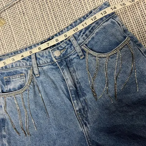 Simple Society  sparkly fringe Straight Super High Rise Jeans Size 5/27 western