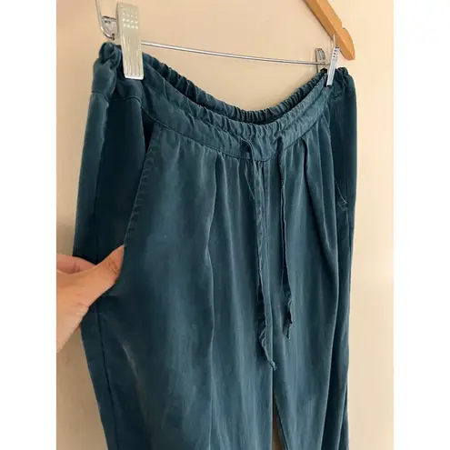 Elk 100% Tencel Drawstring Relaxed Pants Teal Blue Size XS