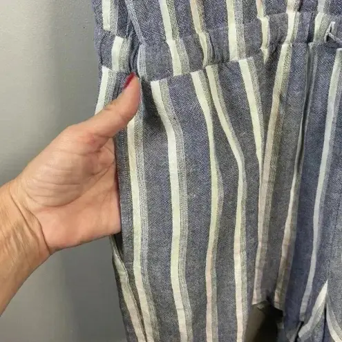 Anthropologie CLOTH & STONE‎ Ruffle Sleeveless Crossover Romper Zuma Beach Stripe Size L Large