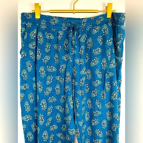 Lascana Venus Floral Jogger Pants Women’s M Blue Boho Stretch Lounge Lightweight Size M