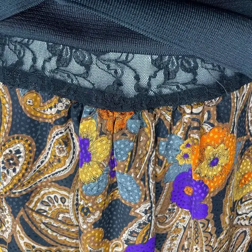 Donna Morgan Vintage Paisley Pullover Lace Lined Dress Size 10 Occasion Modest