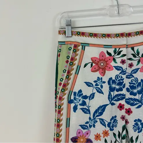 House of Harlow White Colorful Patterned Linen Blend Pants Size 4 Women's