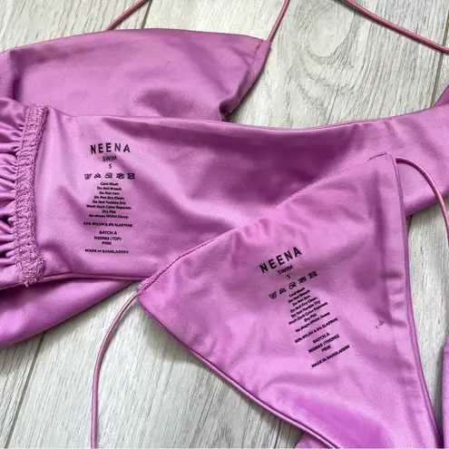 Neena Bikini Set bandeau top thong bottoms womens Lilac small swim sexy minimal Purple