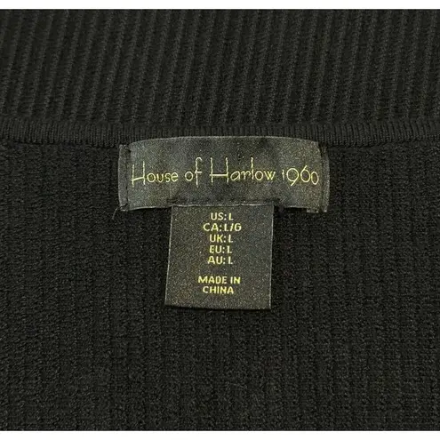 House of Harlow  1960 Womens Dress Black Mini Tank Bodycon Fitted Ribbed Large