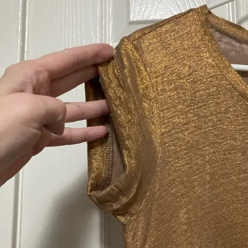 Bordeaux  Anthropologie Metallic Copper 100% Linen Short Sleeve Blouse Shirt