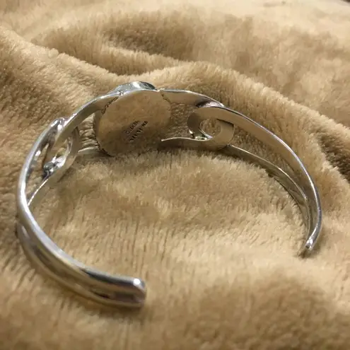 Onyx TAXCO Black Cabochon and Split Shank Sterling Silver Cuff Bangle