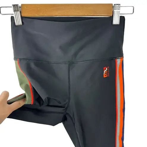 P.E Nation Crossbar Black Leggings Black Side Stripe Green XSmall Activewear Size XS