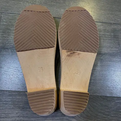 NINA Z New York Clear PVC Wood Heel Clogs Slides Mule Sandals EU 39 (US 9) Tan