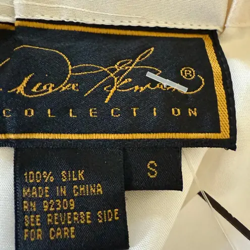 Diane Gilman Vintage | White Silk Straight Leg Pants with Split Ankle Small BNWT