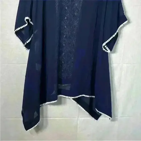 Lands' End  *SMALL 6-8* Navy Blue Beach Swim Cover-Up/Tunic With Embroidery