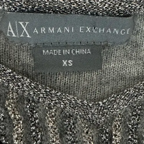 Armani Exchange Y2K Cropped Metallic Silver Knit Ruffle Cropped Tank Top XS