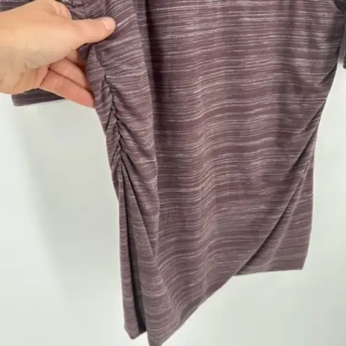 Athleta  Beyond Soft Avenues Dress Dusty Plum Long sleeve Knit Ruched Size Small