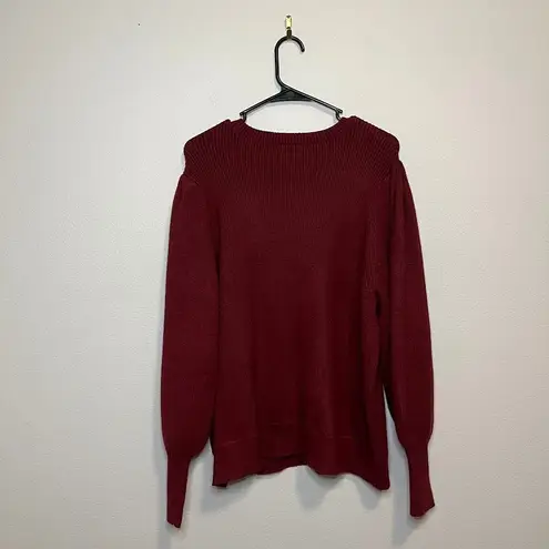 Eloquii NWT Plus Size Curvy Burgundy Ribbed Balloon Sleeve Knit Sweater 22/24