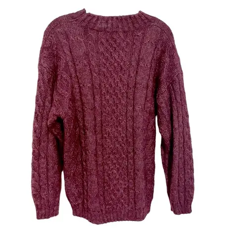 Vintage 90's Paris Sport Club Mohair Cable knit Sweater Berry Cottagecore SZ M Purple Size M