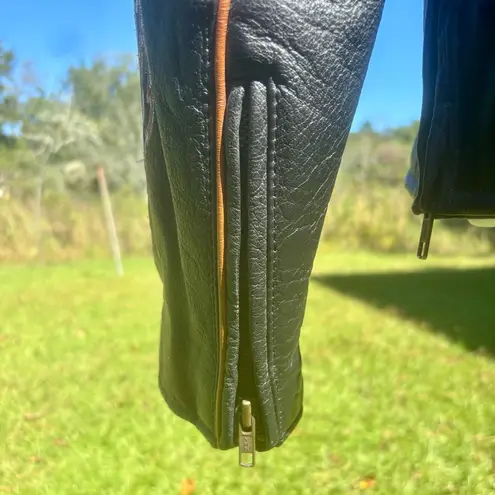 Leather & Hawgs Biker Jacket Genuine Leather Women’s Size Med Moto Motorcycle Black