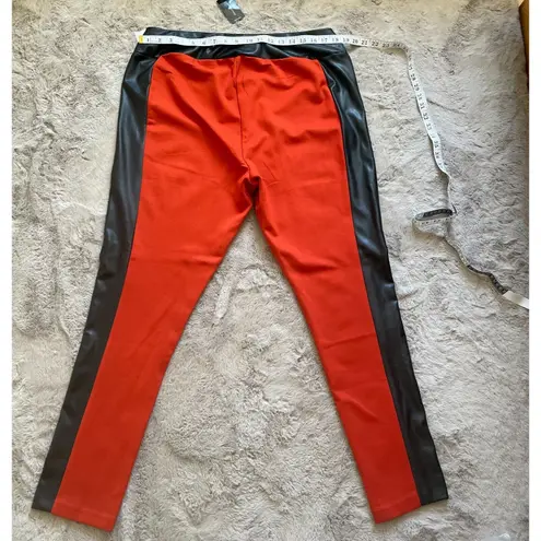 Ashley Stewart NWT Pull On Pant Faux Leather Trim Stretc Orange Size 18/20 Plus