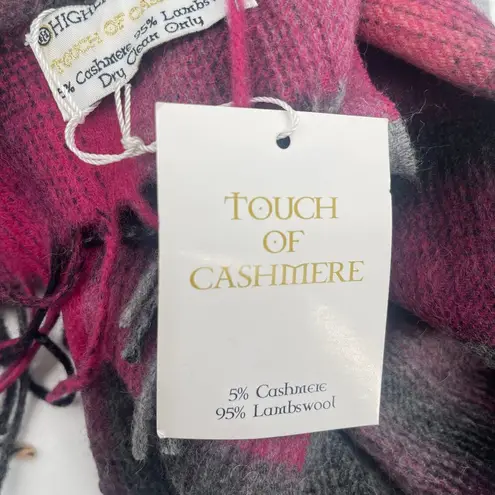 HIGHLAND HOUSE Scarf 5% Cashmere 95% Lambswool Plaid NWT Touch of Cashmere Gray