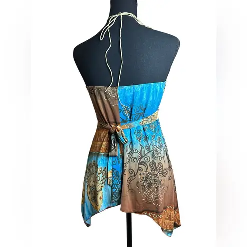 Wet Seal Rare Vintage Y2K  Strapless Boho Fairy core Halter Top with Moon Pendant