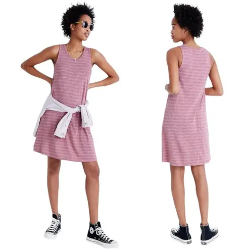 Madewell  Womens Highpoint Striped Soft Jersey Knit Tank Dress Size M Pink