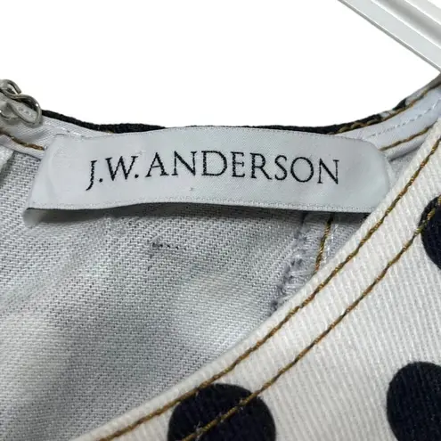 J.W. Anderson Polka Dot Denim Dress Multicolor Shift A Line Stitch Detailing US4 White Size 4