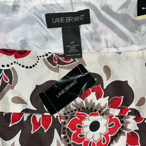 Lane Bryant  NWT Size 28 Cream - Brown & Red Floral Print A-Line Skirt