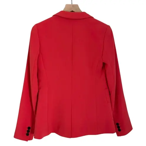 Theory  Gabrielle Modern Crepe Blazer Jacket Pockets One Button Orange Red Size 2 thumbnail 2