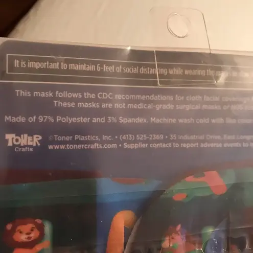 5/$25 Face Masks 2 pack new in package 1 pattern & 1 solid color made in the USA