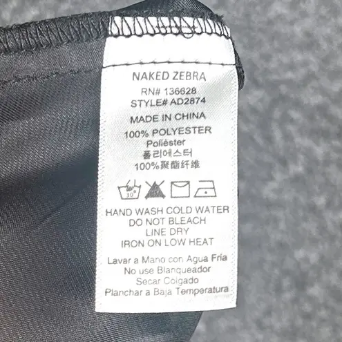 Naked Zebra  Black Dress Large V Neck Spaghetti Strappy Back‎ Cocktail Party