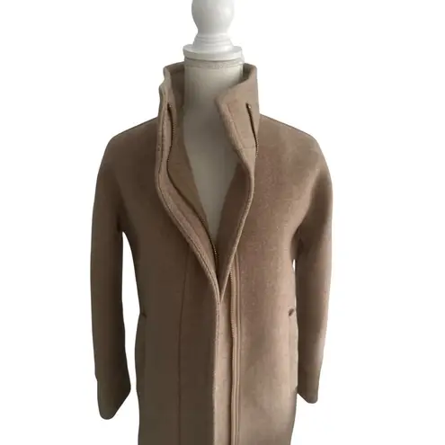 J CREW Camel Tan Stadium Cloth by Nello Gori Wool Blend Coat Size 0