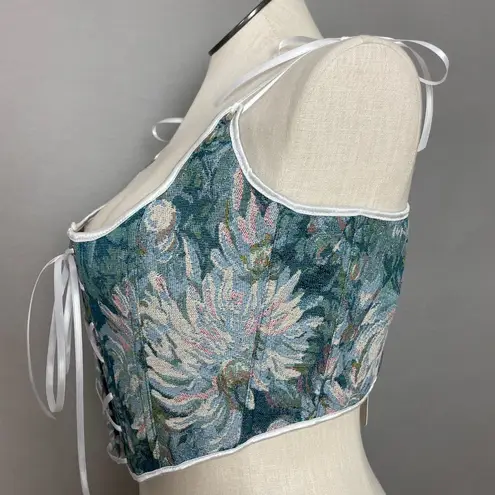 Tapestry Corset Floral Blue Green NWT Women Plus Size 4XL Renaissance Romantic