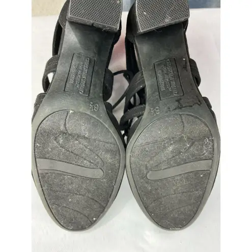 Womans Christian Siriano Ankle shoe 6.5 Black Strappy Tie Block Heel