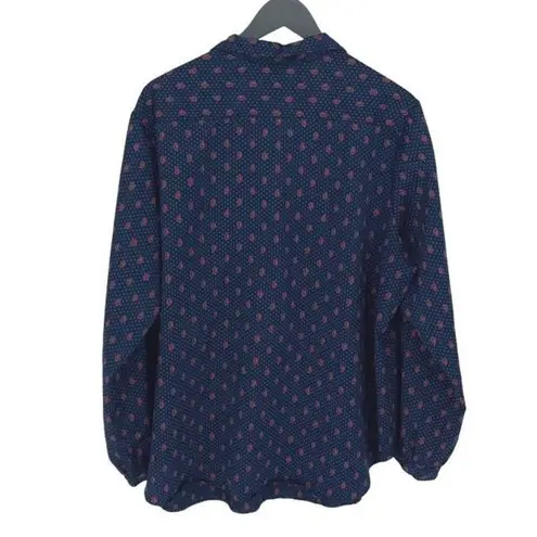 Levi Strauss & Co Women's Paisley Print Collared Shirt Blouse Navy Blue Size 1X