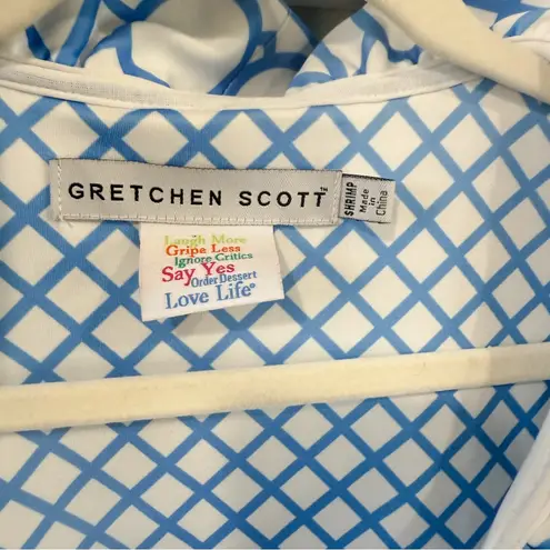 Gretchen Scott Ruff Neck Dress Pagoda Paradise Pattern XXS Blue