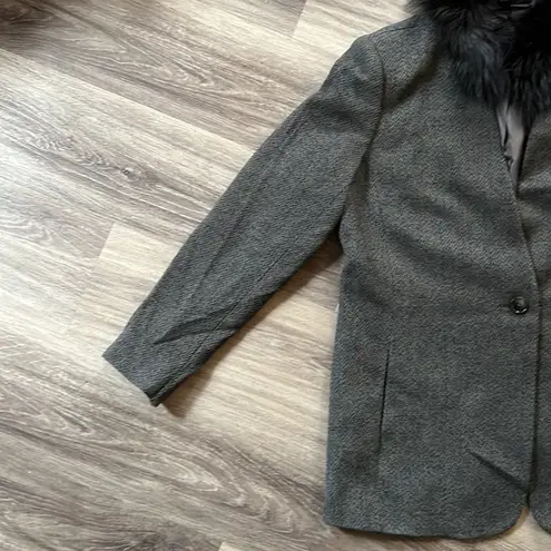 Ellen Tracy Linda Allard  Fox Fur Collar Wool Alpaca Blazer 16